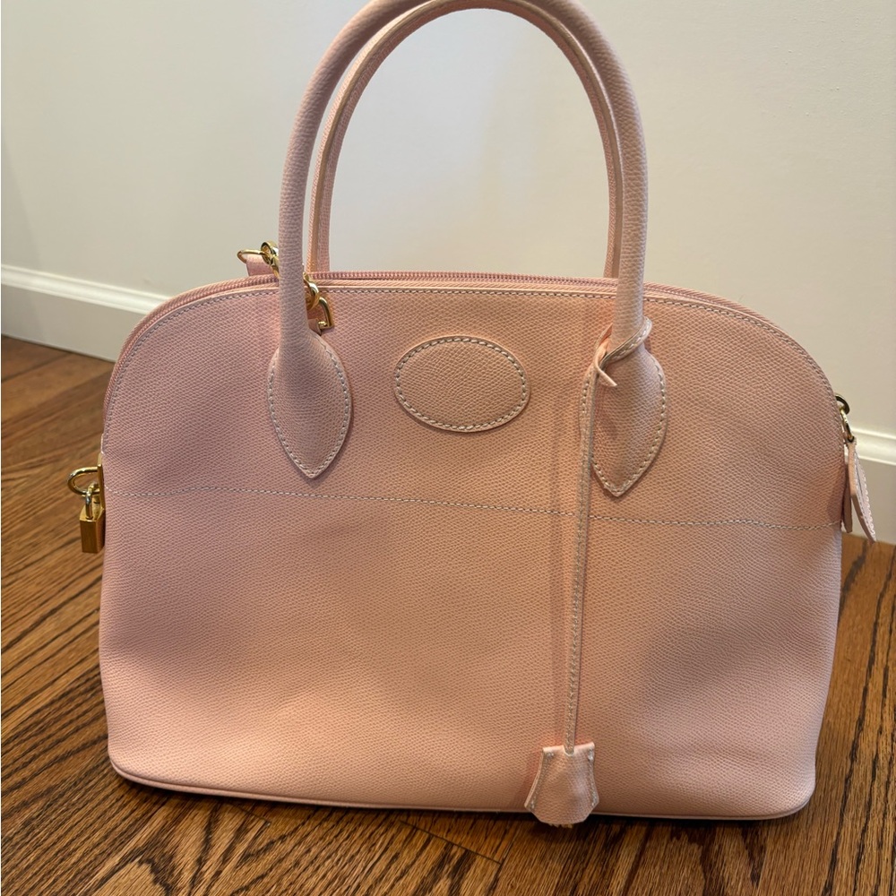 Italian Leather Light Pink Dome/ Bolide Style Handbag